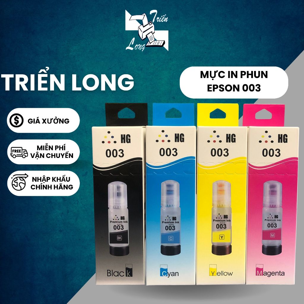 Mực in Epson 003 cho máy in Epson L1110/L3110/L3150/L5190/L1210 chất lượng bản in rõ nét , lâu phai