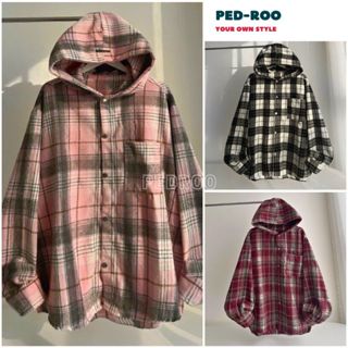 Áo Sơ Mi Khoác Ngoài Flannel Caro Nam Và Nữ Tay Dài Caro Có Nón Form Rộng Chất Vải THÔ Kẻ Sọc  Thoáng Mát Unisex