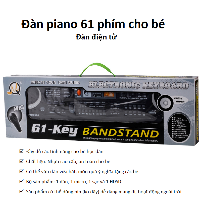 Đàn Piano 61 phím điện tử cho bé Kèm Micro + Sạc