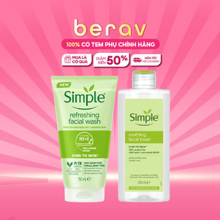 [XL]  Combo Nước Hoa Hồng Simple và Sữa Rửa Mặt Simple Kind To Skin Soothing Facial Dịu Nhẹ (200 & 150ml)
