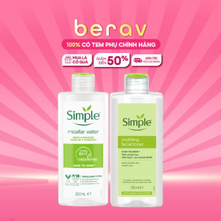 [XL] Bộ Nước Tẩy Trang + Nước Hoa Hồng Simple Da Dịu Nhẹ Soothing Facial Toner 200ml