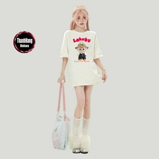 Áo thun form rộng cổ tròn tay lỡ nam nữ unisex Labubu Wild