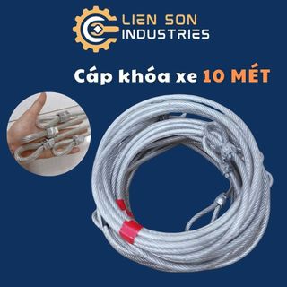 Dây cáp khoá xe máy, xe đạp phi 10 ly dài 10 mét cáp khóa xe cực kỳ chắn chắn