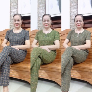 Bộ chất cát lụa hàn châu Trung Niên quần dài
