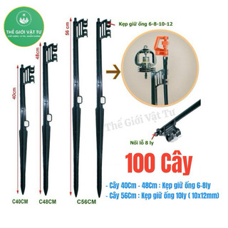 100 Cây cắm gắn béc có khe âm dương kẹp giữ ống tưới, dùng cho ống 6ly - 8Ly - 10ly