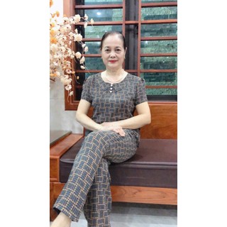 Bộ chất cát lụa hàn châu Trung Niên quần dài ( mã CB1)