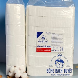 Bông Bạch tuyết cắt sẵn gói 1kg ( Size 5x5cm ) - Bông cắt sẵn vệ sinh cho bé, cho spa,phun xăm,Nails