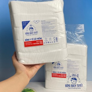 Bông y tế cắt sẵn cho spa, phun xăm size 5x5 gói 500gr -  Bông Bạch tuyết cắt sẵn