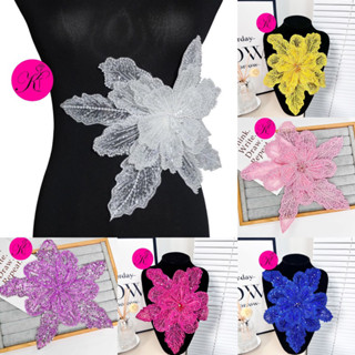 Tấm ren 3D kết cườm kim sa cao cấp lấp lánh đính váy áo❤️