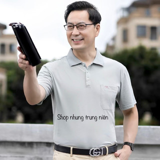 Áo Polo Nam Trung Niên Tặng Bố, Quảng Châu Cao Cấp (loại màu trơn) có size cho người 90kg