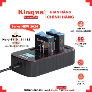 Bộ 2 pin + 1 dock sạc đôi kingma gopro hero 9/10/11/12 dung lượng 1720mah . phiên bản mới nhất v3