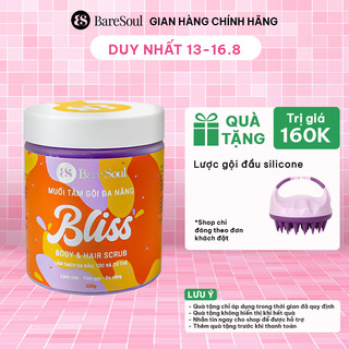 Muối gội tẩy tế bào chết da đầu, tóc chứa AHA BareSoul BLISS Hair Scrub 330g