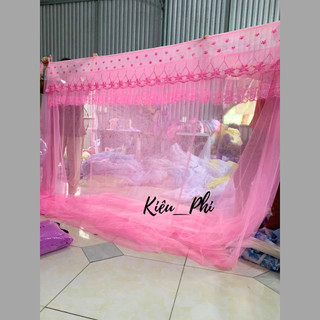 Màn mùng dây tuyn ren Thái lạnh 1m6x2m, 1m8x2m, 2mx2m2 mắc dây 4 góc Kiều Phi chống muỗi gia đình người lớn