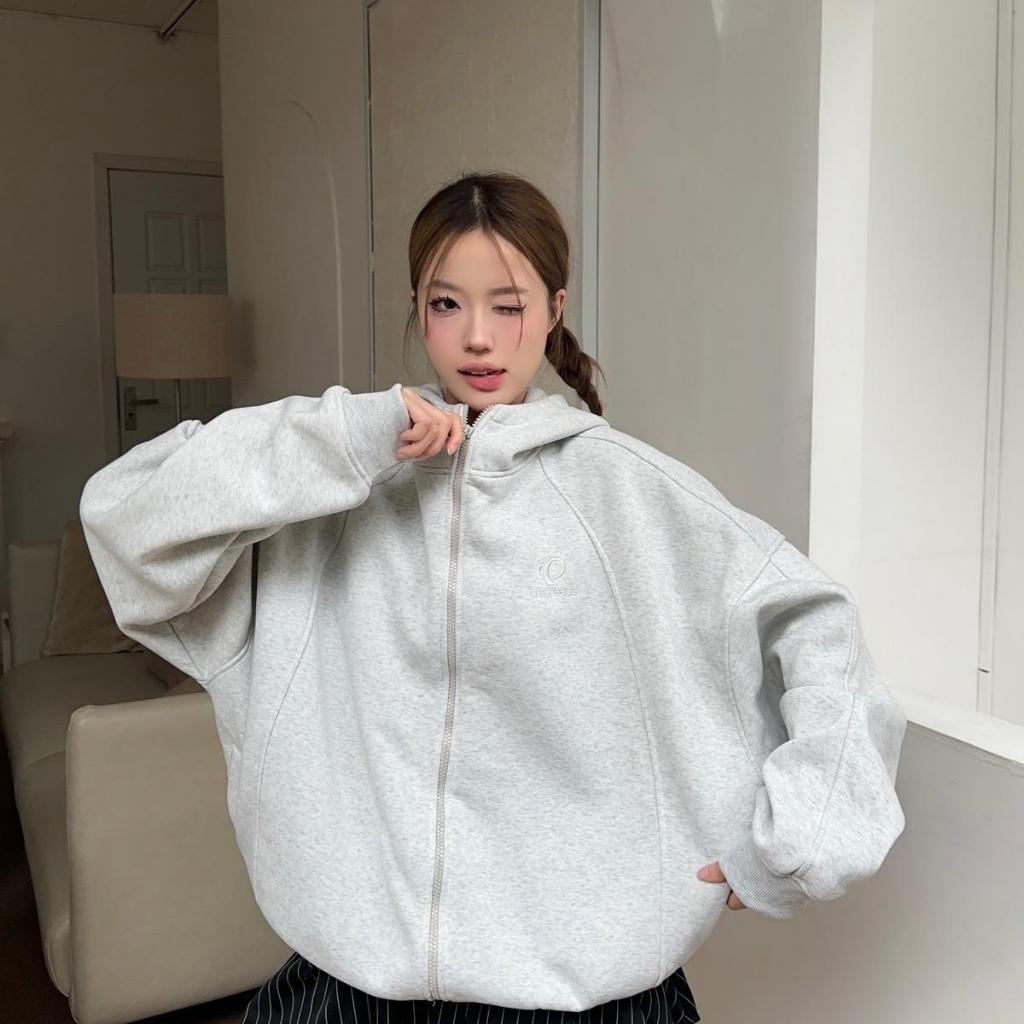 Áo Hoodie zip Nỉ Kéo Cổ Cao YC1996 - áo khoác dây kéo cổ cao thêu ngực | BigBuy360 - bigbuy360.vn