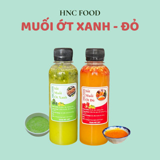 Combo 2 chai muối ớt xanh - đỏ HNC chấm thịt nướng và hải sản, combo sốt chấm thịt nướng hải sản ngon chuẩn vị