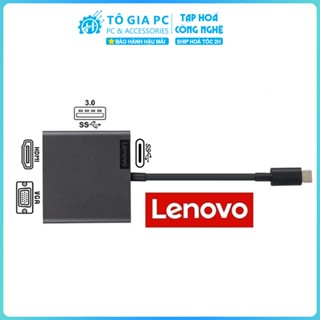 HUB TYPE C Lenovo 4 trong 1 chuyển type-c sang  HDMI/VGA/USB3.0/sạc 65w