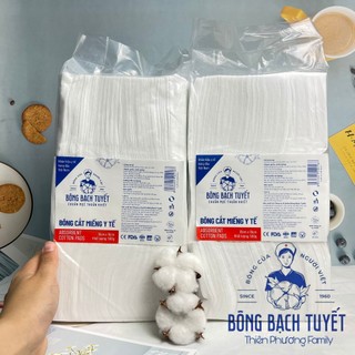 Bông Gòn Cắt sẵn 10x10cm gói 500gr - Chính hãng Bông Bạch Tuyết