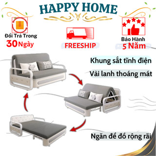 Giuong sofa gấp gọn, sofa giuong thông minh gấp gọn happy_home, ghe sofa kéo ra thành giường có đệm và gối