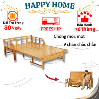 (FREESHIP) Giường Tre Gấp Gọn, Giường Sofa Tre Thông Minh HappyHome, Sofa Đa Năng 2 Trong 1 Nằm Mùa Hè Cực Mat