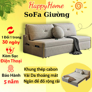 [FREESHIP] Sopha Giường Gấp Gọn, Sofa Giá Rẻ 1m2 và 1m5, Giường Ghế Sofa Đa Năng Có Tích Hợp Cổng Sạc USB Tiện Lợi