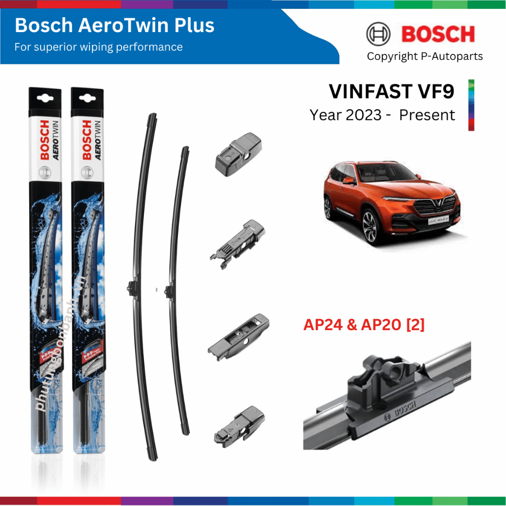 Bộ gạt mưa BOSCH AeroTwin Plus 24" & 20", VINFAST VF9 đời xe 2022 đến nay