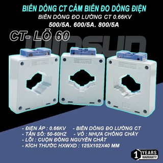 Biến dòng ct cảm biến đo dòng điện lỗ 60 500,600,800/5a winsun