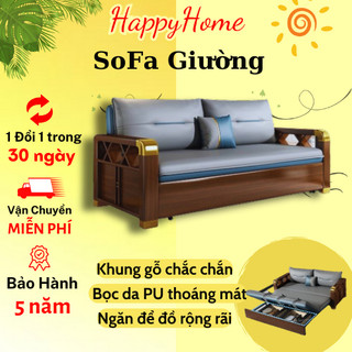 Sofa giường thông minh cao cấp, giuong sofa gấp gọn happy_home, sopha giuong đa nằng có ngăn chứa đồ