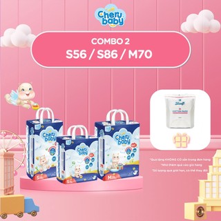 Combo 2 bịch tã/bỉm dán cherubaby thấm hút tối đa siêu mỏng vạch chỉ thị thông minh size s/m cho bé 4kg-11kg 56-86 miếng