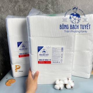Bông Y tế cắt miếng 1kg kích thước 10x10 - Hàng Chính Hãng Bông Bạch Tuyết