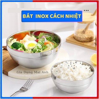 Bát inox ăn cơm, chén inox không gỉ, tô đựng canh inox, thiết kế 2 lớp cách nhiệt an toàn.