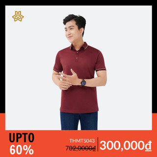 Áo thun polo nam cổ bẻ sợi cà phê Merriman mã THMTS043 màu đỏ cao cấp