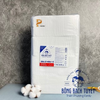 Bông Bạch Tuyết Cắt Miếng Sẵn 1kg size 10x10, size 7*7 vệ Sinh cho bé