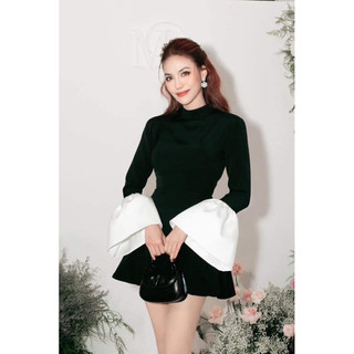 ĐẦM ĐEN TAY PHỐI TRẮNG