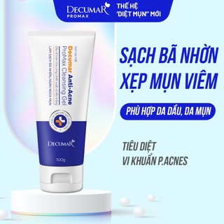 Gel rửa mặt ngừa mụn, mờ thâm decumar anti-acne promax cleansing gel 100g - dpg01