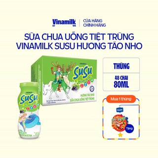 Sữa chua uống hương táo nho Vinamilk Susu - Thùng 48 chai 80ml