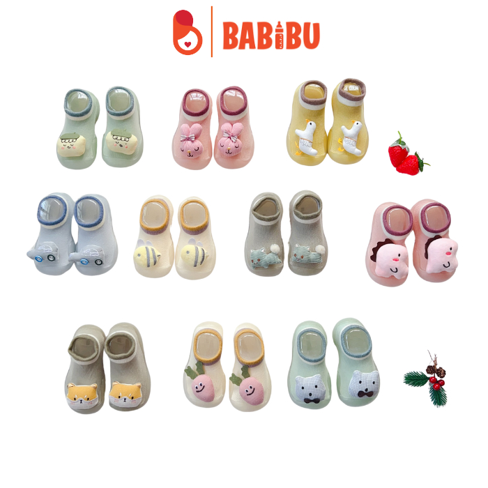 Giày bún tập đi cho bé hình thú cổ ngắn, siêu mềm, đế silicon