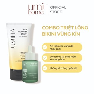 Combo triệt lông Bikini Vùng Kín vĩnh viễn UMIHA ORGANIC gồm Mỡ Trăn U Minh Hạ 10ml và Kem Tẩy Lông Umi 4C 100ml an toàn