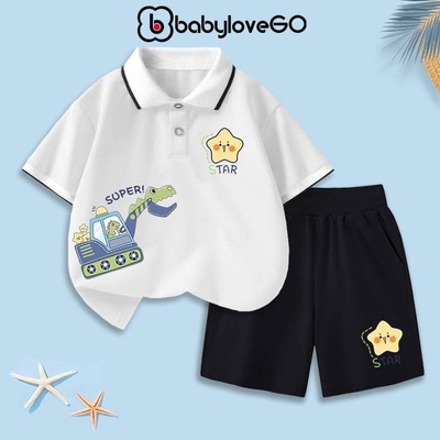 Bộ quần áo bé trai BabyloveGO bộ đồ áo polo quần short basic cho bé