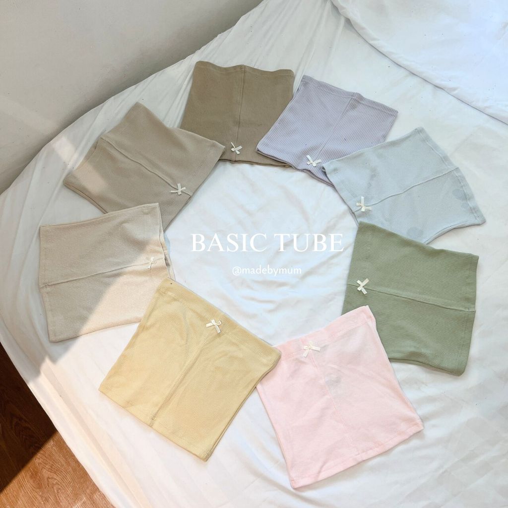 MbmumProject Basic Tube Áo Ống Trơn Đính Nơ