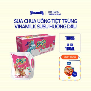 Sữa chua uống Hương dâu Vinamilk Susu - Thùng 24 túi 110ml