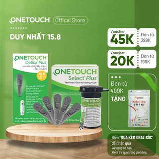 Combo Que Thử Đường Huyết OneTouch Select Plus B/25 và Kim Lấy Máu OneTouch Delica Plus