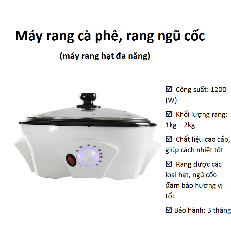Máy Rang Cà Phê, Rang Ngũ Cốc Đa Năng.