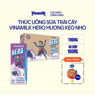 Thùng Thức uống Sữa trái cây kẹo nho Vinamilk Hero 180ml - 48 hộp/Thùng