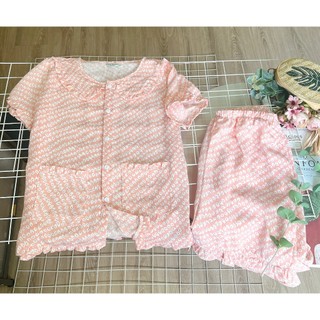[GIẢM GIÁ]ĐỒ BỘ PIYAMA CỔ SENẢnh thật- Video] vải kate cotton mềm mát, họa tiết cực xinh