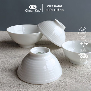 Bát cơm sứ trắng vân xoáy cách điệu 11cm - Chén cơm sứ thương hiệu CK cho nhà hàng, khách sạn