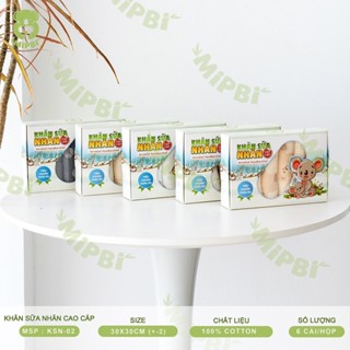  Set 6 Khăn Sữa Nhăn 2 Lớp Mipbi Cao Cấp Kích Thước 30*30cm 