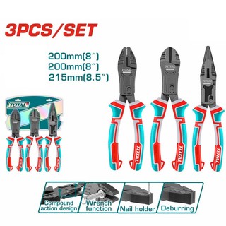 Bộ 3 kềm điện, kềm cắt, và kềm nhọn cao cấp có cộng lực total