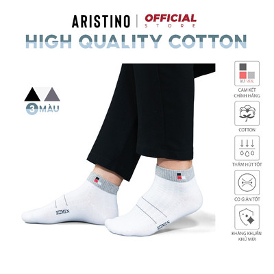 Tất, Vớ nam ARISTINO Bizmen cổ trung phối màu kẻ ngang chất cotton mềm nano bạc khử mùi - CSP08