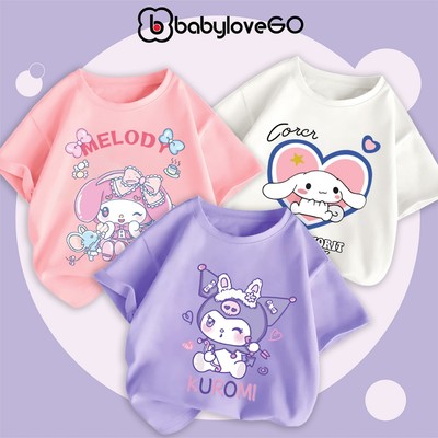 Áo thun bé gái BabyloveGO áo ngắn tay in hình rabbit độc đáo dễ thương cho bé 1-10 tuổi
