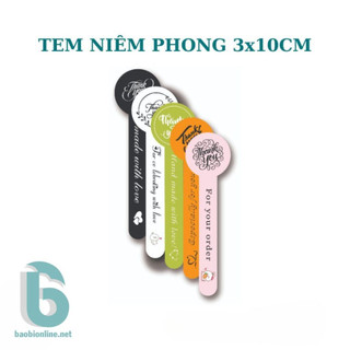 Tem nhãn dán thank you dài | tem niêm phong thank you kích thước 3x10cm - baobionline